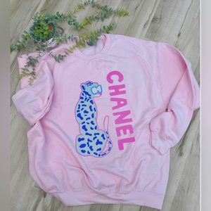 New / Boutique Custom Cheetah Cha nel inspired sweatshirt -